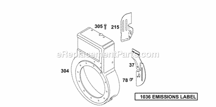Blower Housing Diagram and Parts List for 134202-1114-E1  Briggs and Stratton Engine